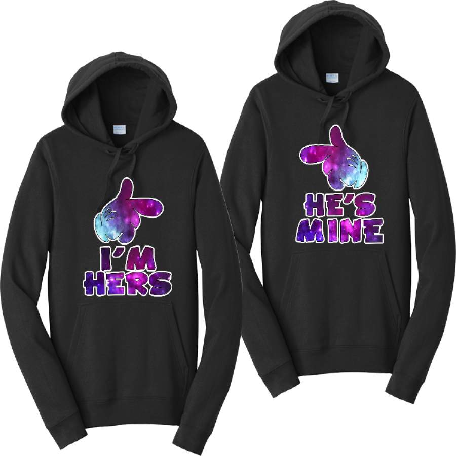 I’m Hers and He’s Mine Galaxy Hoodies Couples Matching Sweatshirts