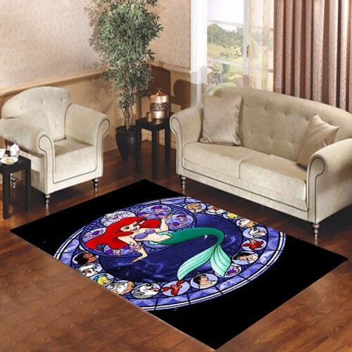 Ariel The Little Mermaid Stained Glass Living Room Carpet Rugs Area Rug For Living Room Bedroom Rug Home Decor