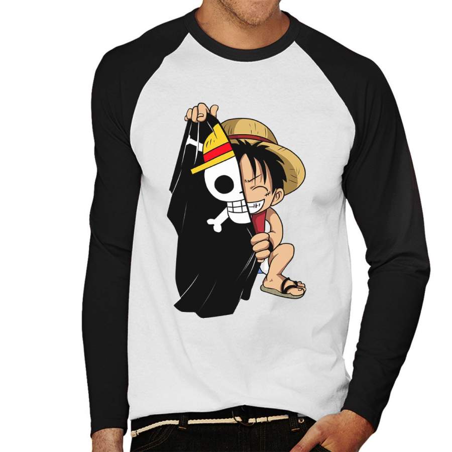 Monkey D Luffy Flag One Piece Men’s Baseball Long Sleeved T-Shirt