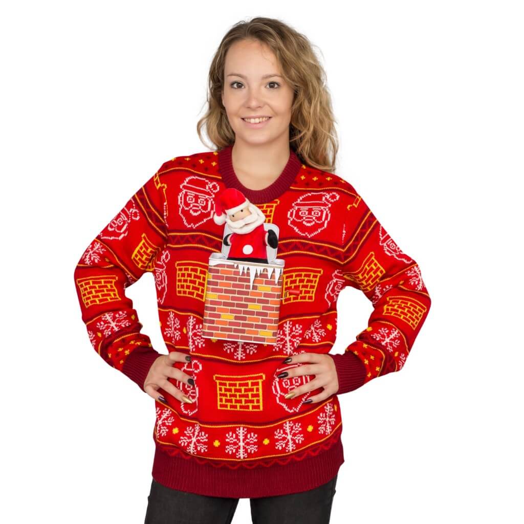 Women’S Jack In The Box Santa Claus 3D Ugly Christmas Sweater