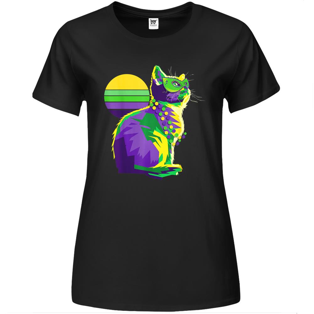 Cute Mardi Gras Kitten New Orleans Cat Owner Premium Womens T Shirts