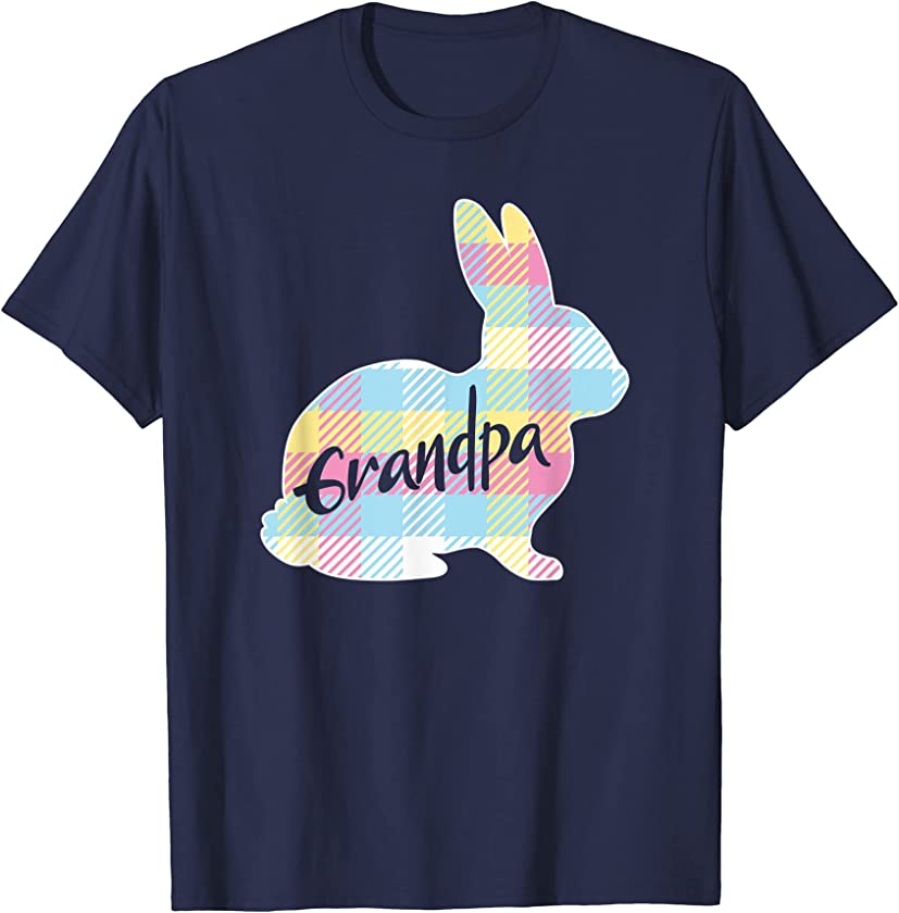 Mens Grandpa Bunny Rabbit Pastel Plaid Grandfather Easter T-Shirt