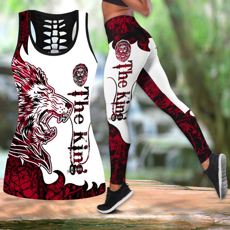 3D The Red Lion tattoos legging + hollow tank combo TP