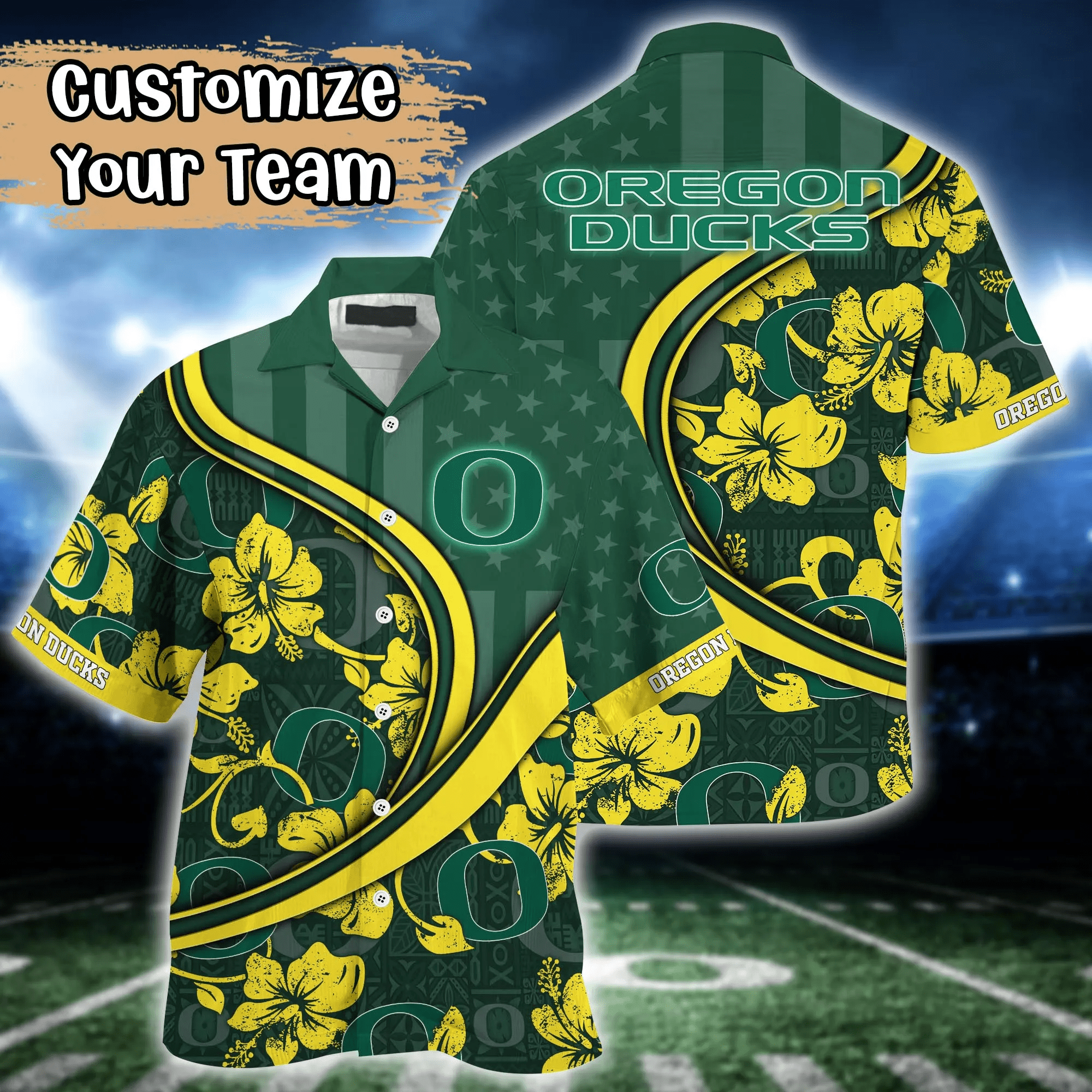 Oregon Ducks NCAA Us Flag Hawaiian Shirt Custom Summer Aloha Shirt