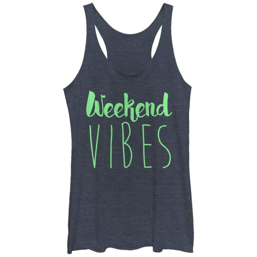 CHIN UP Women’s Weekend Vibes  Racerback Tank Navy Blue Heather