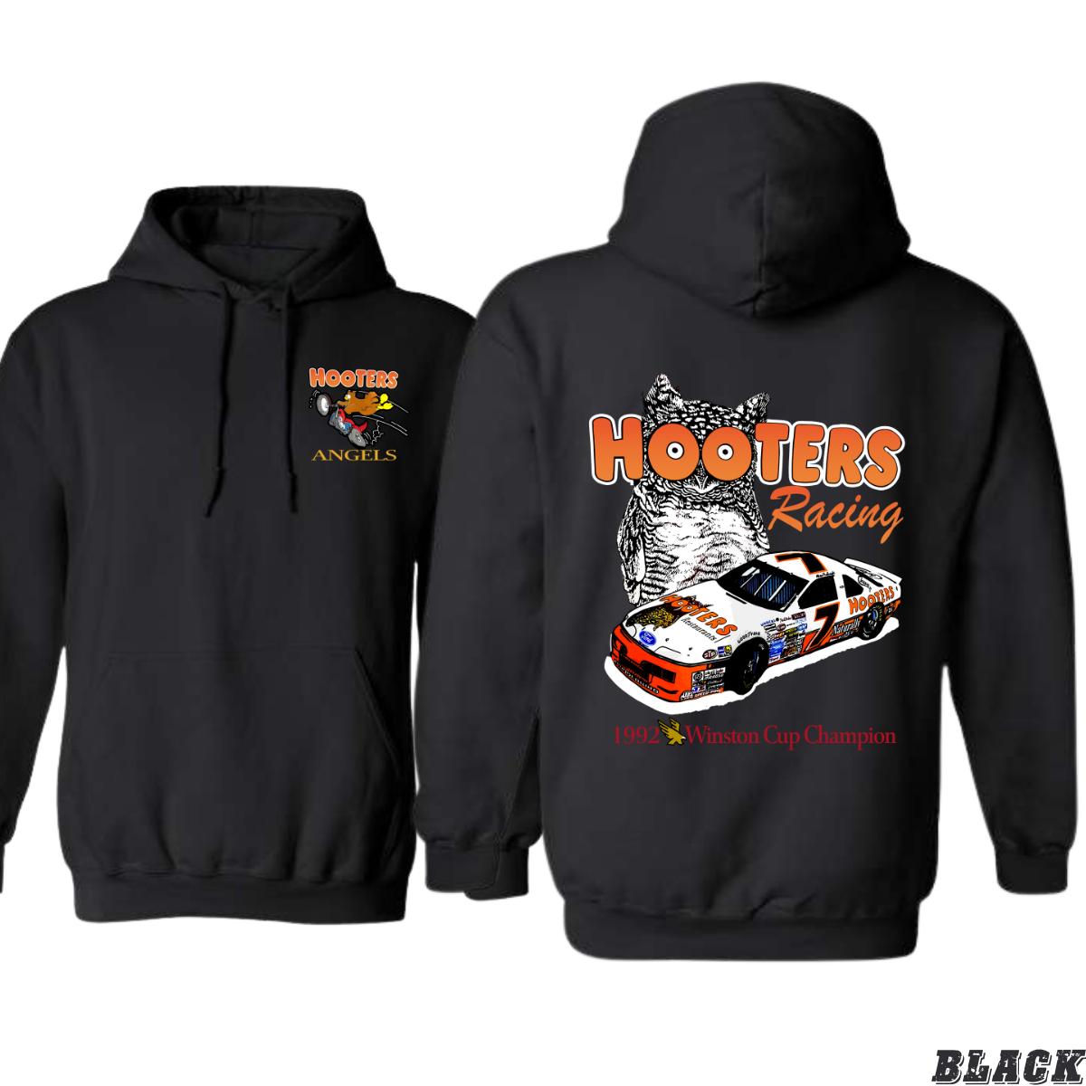 Hooters Racing Hoodie – Retro Design Featuring 1992 Winston Cup Champion NASCAR Car and Owl, tiktok shop store, Unisex Tops, Menswear