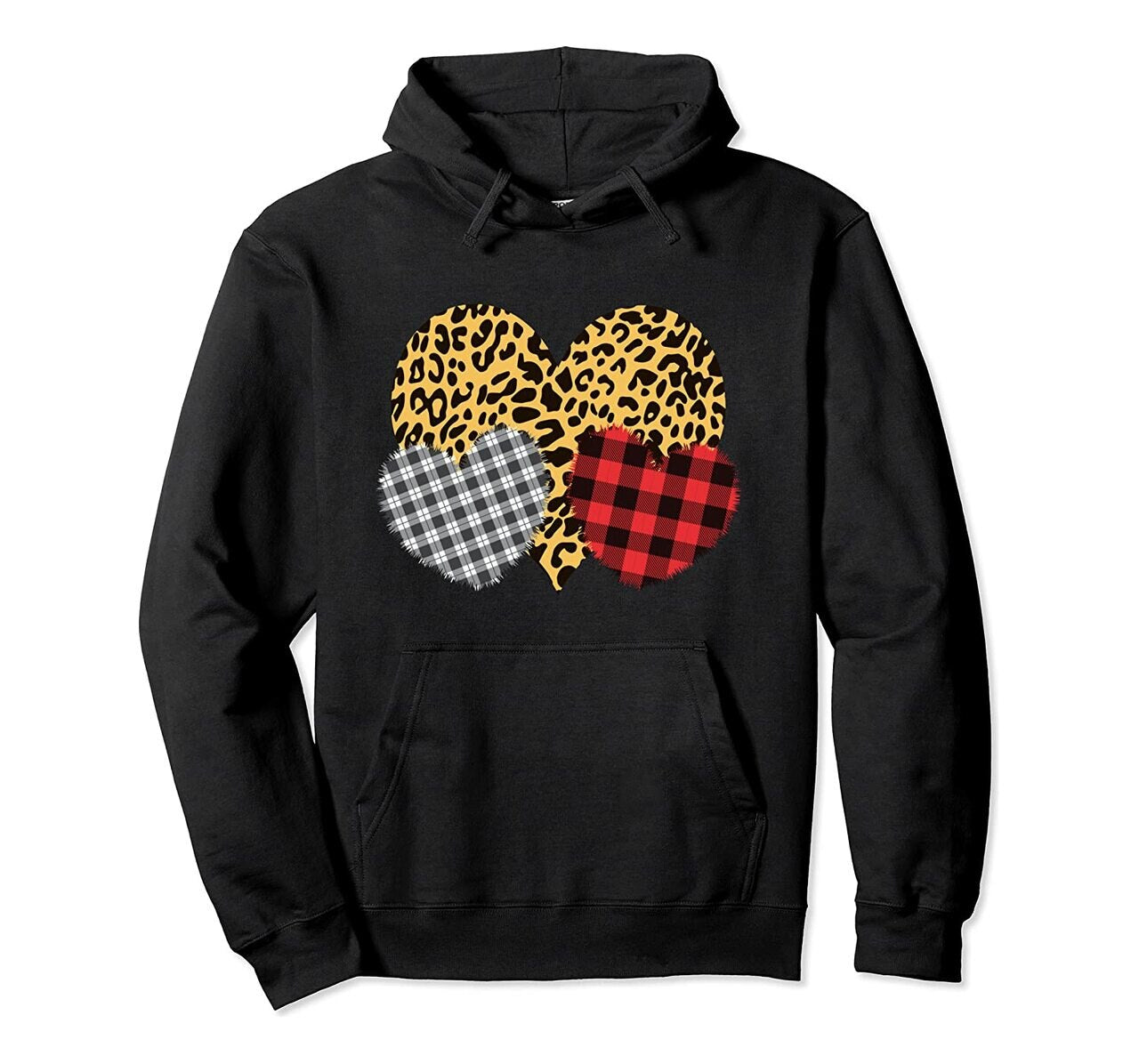 Three Hearts Leopard Buffalo Plaid Valentines Day Girls Boys Pullover Hoodie T Shirt, Sweatshirt,Hoodie