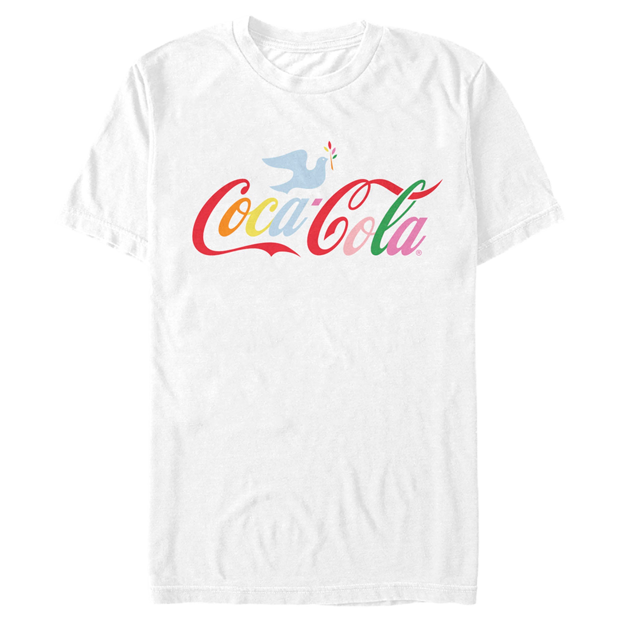 Coca Cola Men’S Unity Rainbow Dove Logo  T-Shirt