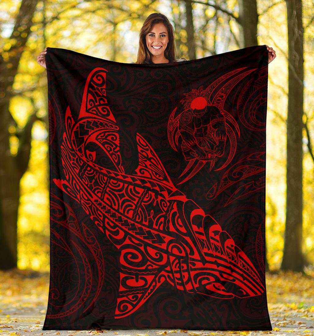 Shark Polynesian Blanket – Polynesian Tattoo Red – BN04