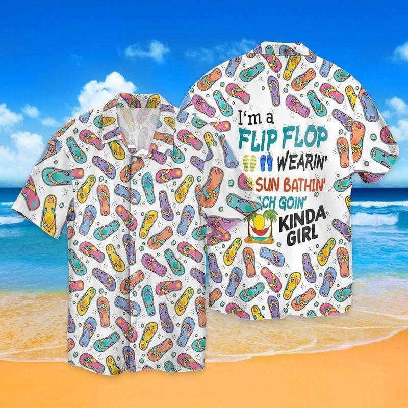 Flip Flop Wearin Sun For Kinda Girl Hawaii Aloha Shirt Made In Ha58645