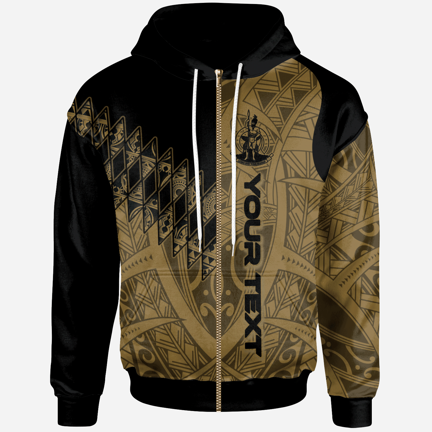 Vanuatu Custom Personalised Zip Hoodie – Gold Color Symmetry Style – BN01