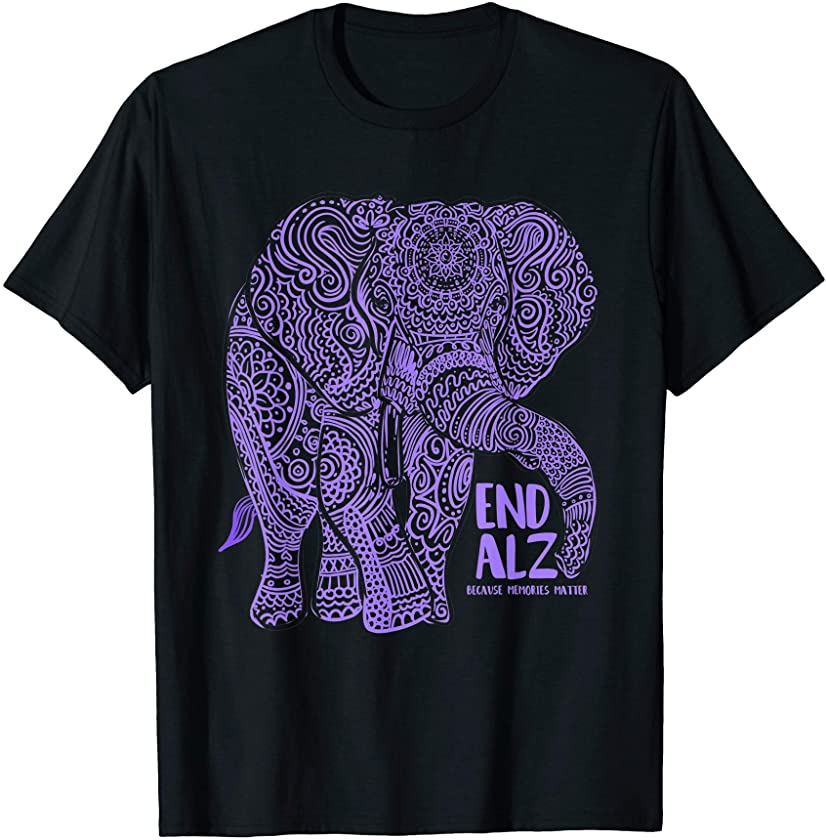 Purple Elephant Alzheimer Awareness Apparel & gifts, END ALZ T-Shirt