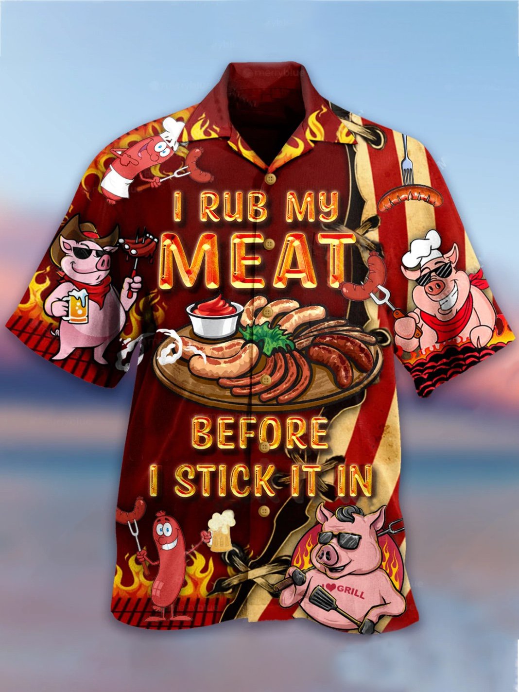 Pig I Rub My Meat Before Stick It In Bbq Lovers Hawaii Shirt Ha30558