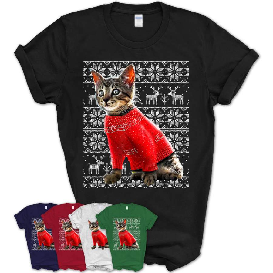 Ugly Christmas Sweater Cat Shirt Christmas Cat Gifts Women – Teezou Store