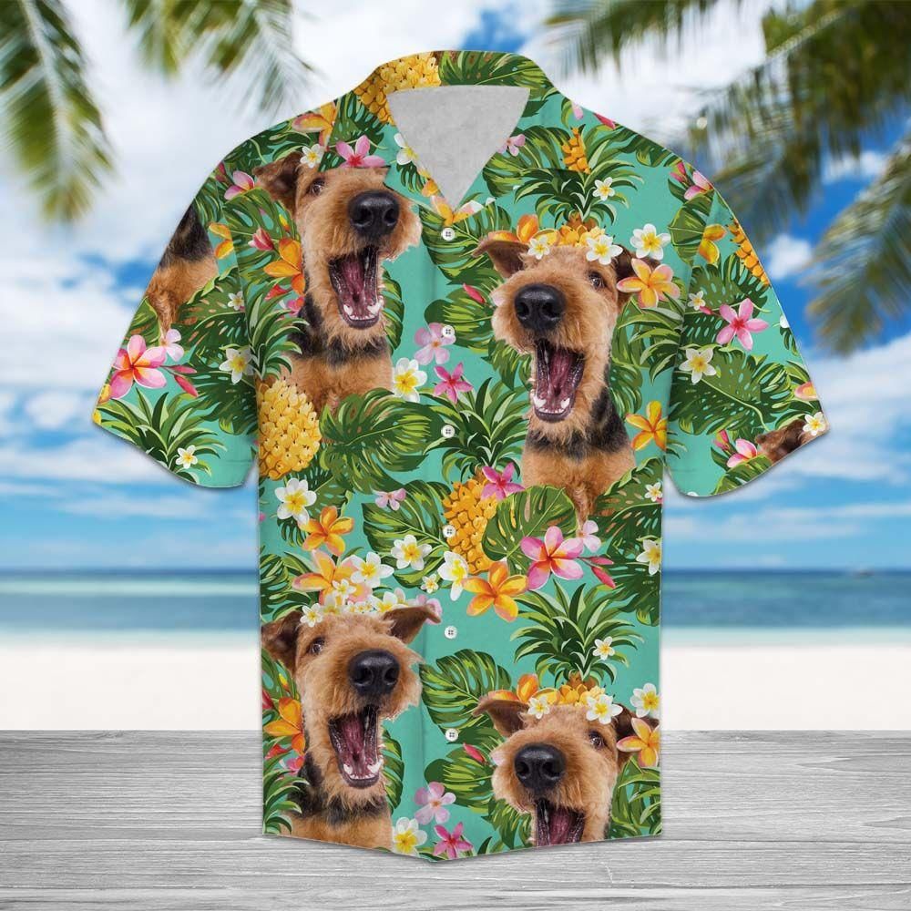 Tropical Pineapple Airedale Terrier Aloha Hawaiian Shirt Colorful Short Sleeve Summer Beach Casual Shirt For Men And Women