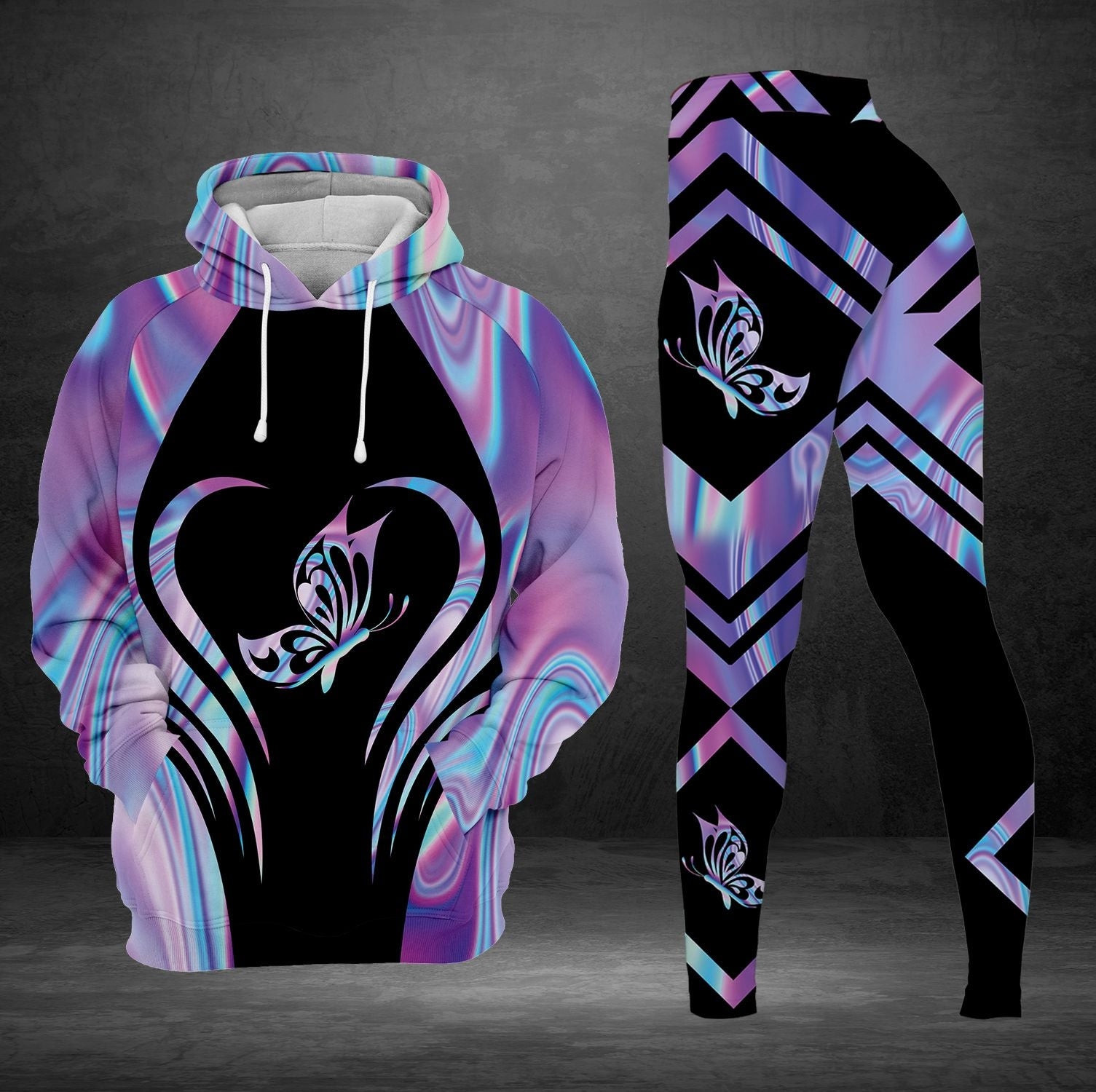 Love Butterfly 3D Hoodie Legging Set Combo