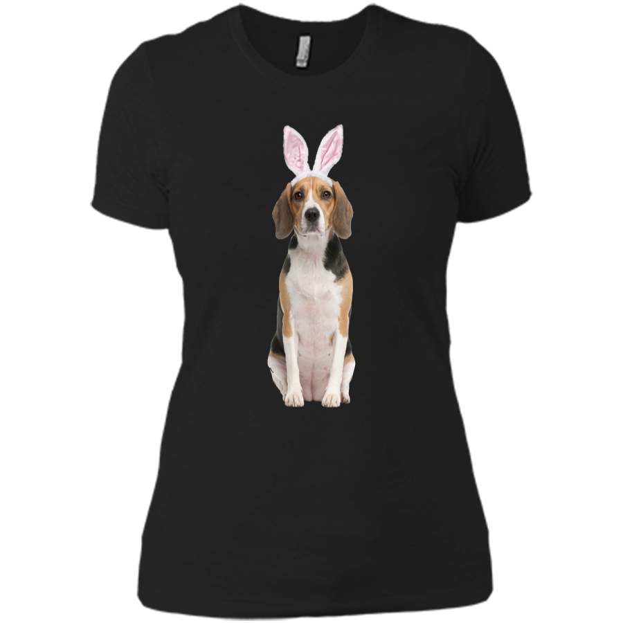 Beagle Wearing Easter Bunny Ears Dog T-Shirt Next Level Ladies Boyfriend Tee