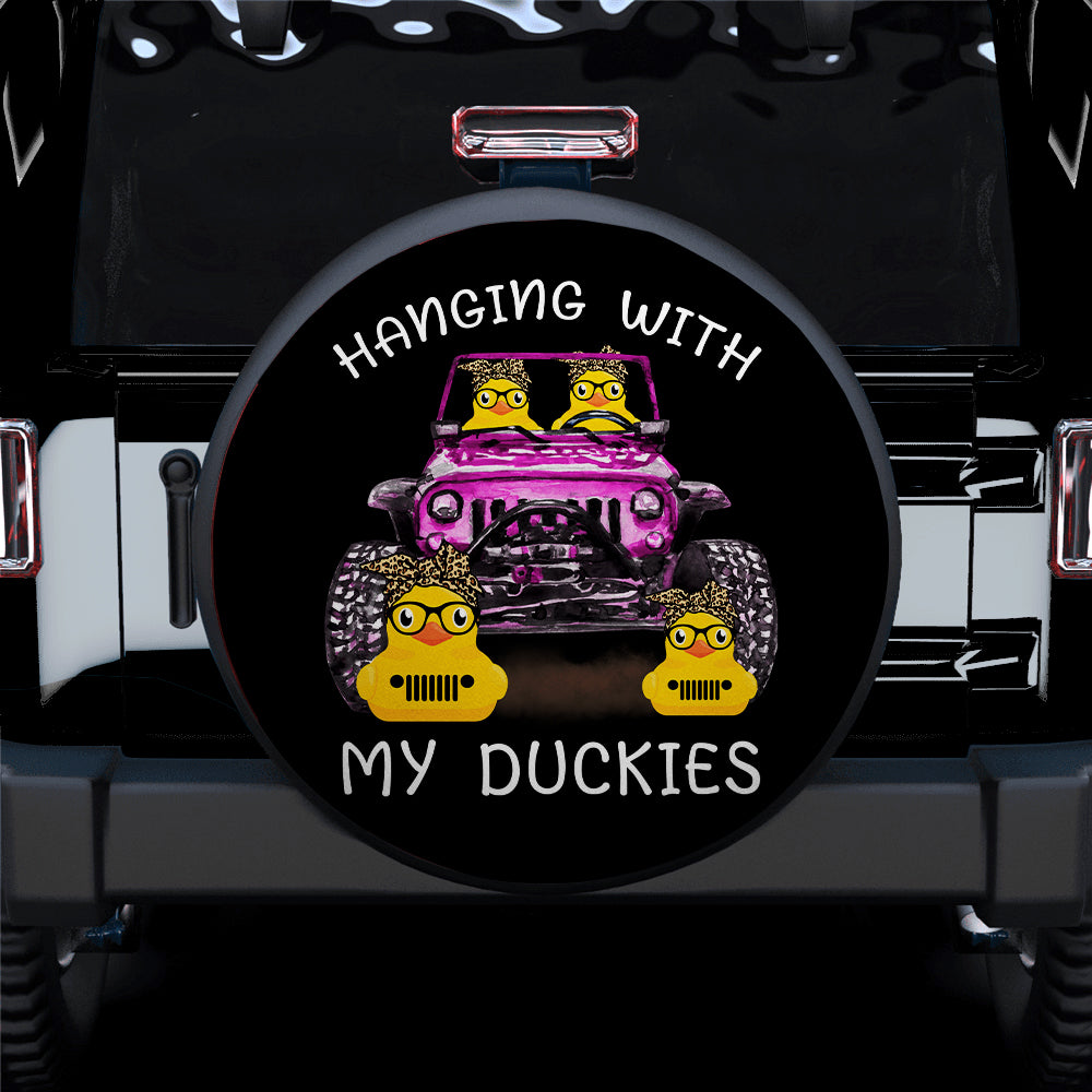 Hanging With My Duckies Pink Jeep Car Spare Tire Covers Gift For Campers