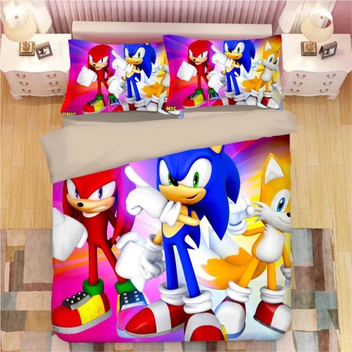 Sonic The Hedgehog 6 Duvet Cover Pillowcase Home Decor 3D Bedding Set 7523