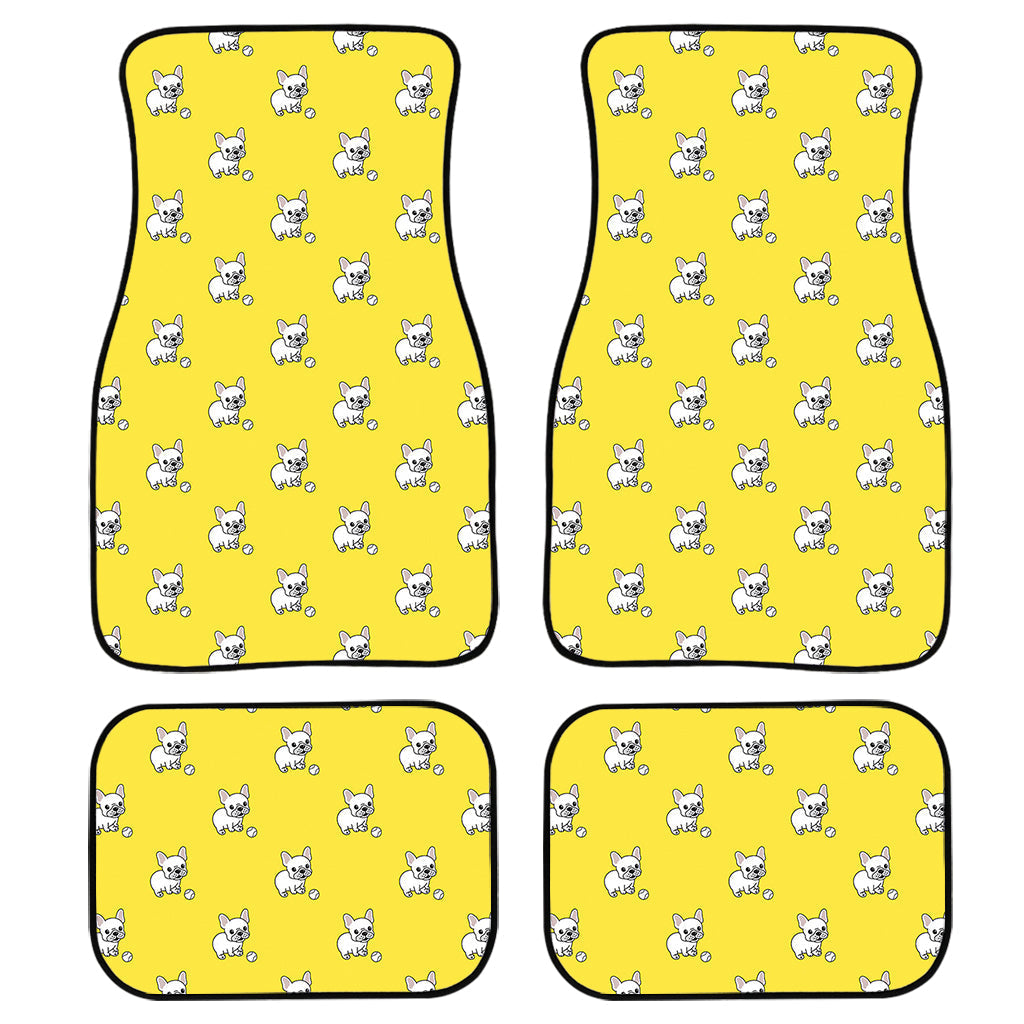 French Bulldog Puppy With Baseball Print Front And Back Car Floor Mats, Front Car Mat