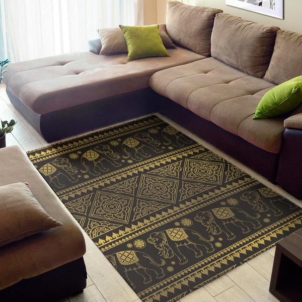 Ethnic Thai Elephant Pattern Print Area Rug