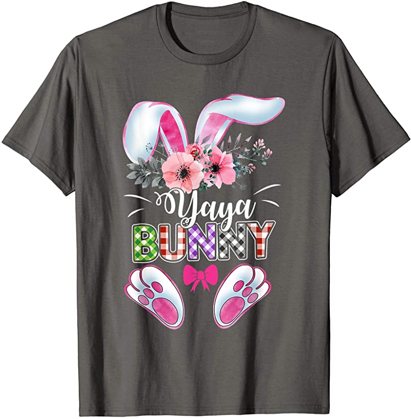 Yaya Bunny Plaid Shirt Happy Easter Day T-Shirt