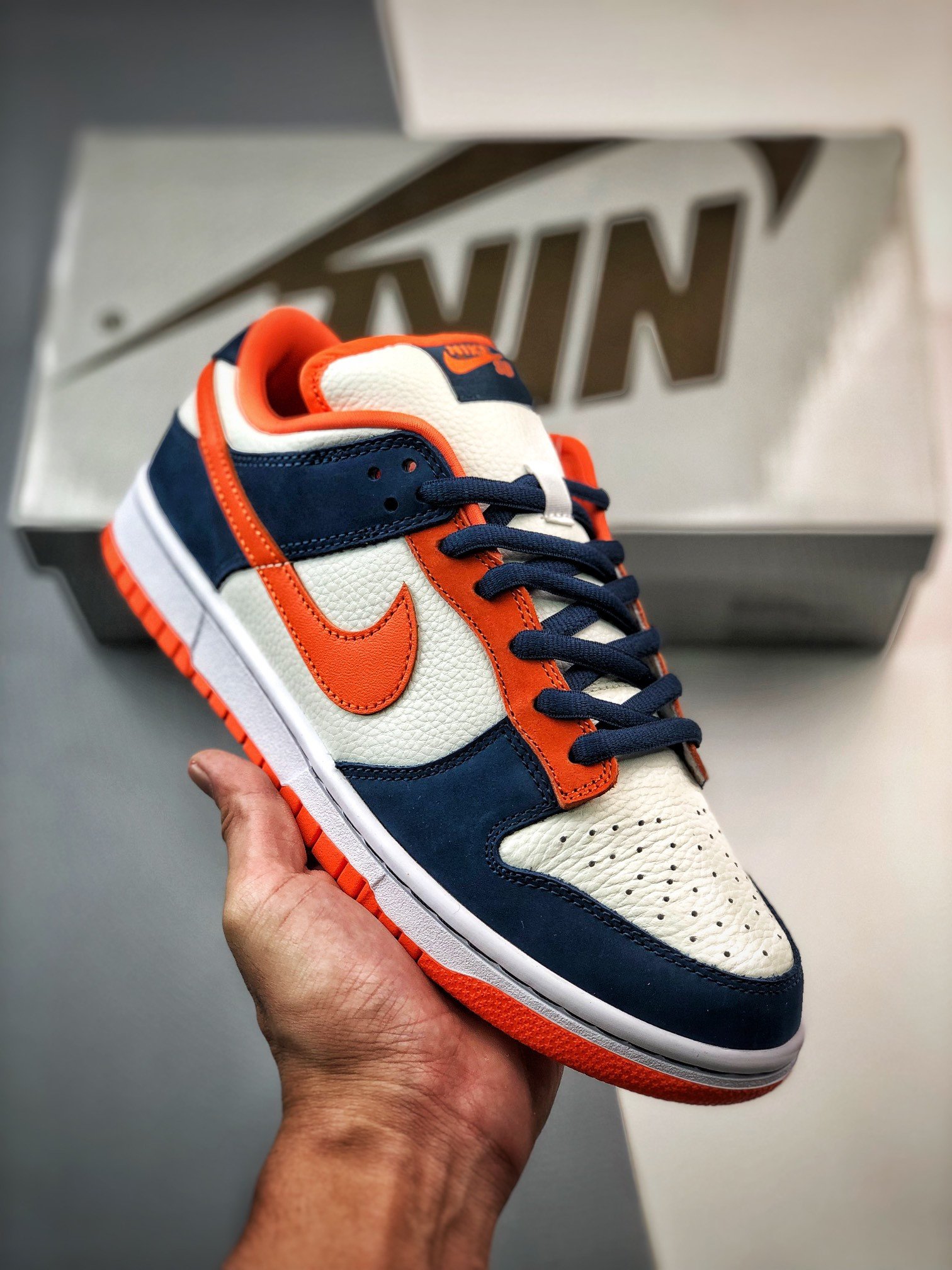 Nike SB Dunk Low Broncos WhiteOrange Blaze-Midnight Navy 304292-184 5339084