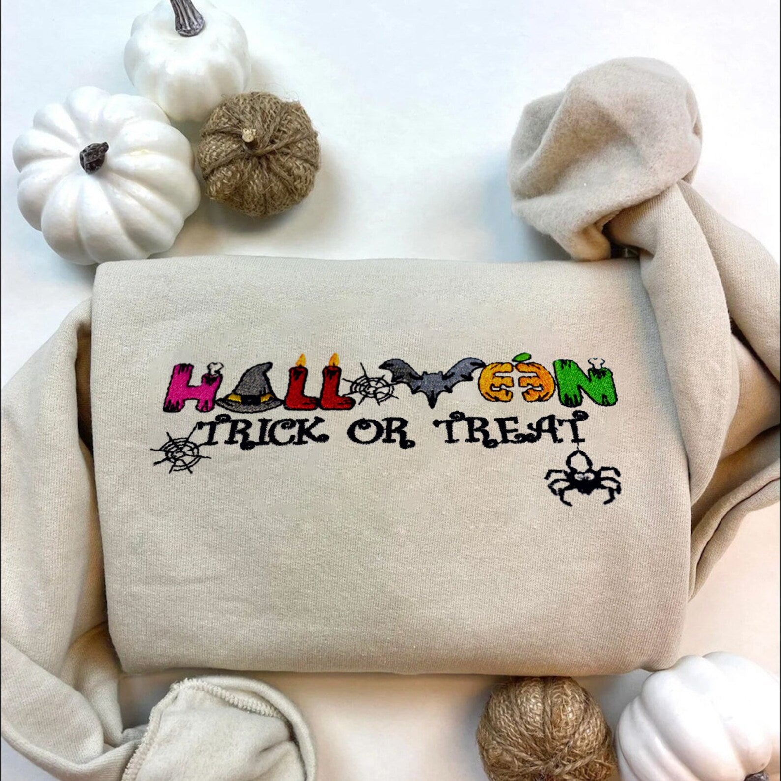 Halloween Embroidered Halloween Sweatshirt 2D Crewneck Sweatshirt All Over Print Sweatshirt For Women Sweatshirt For Men Sws3340