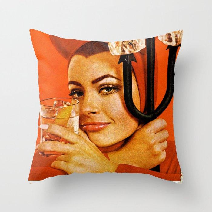 Vodka Martini, A devilishly dry proposition Vintage Pitchfork – Devil Advertisement Poster Throw Pillow