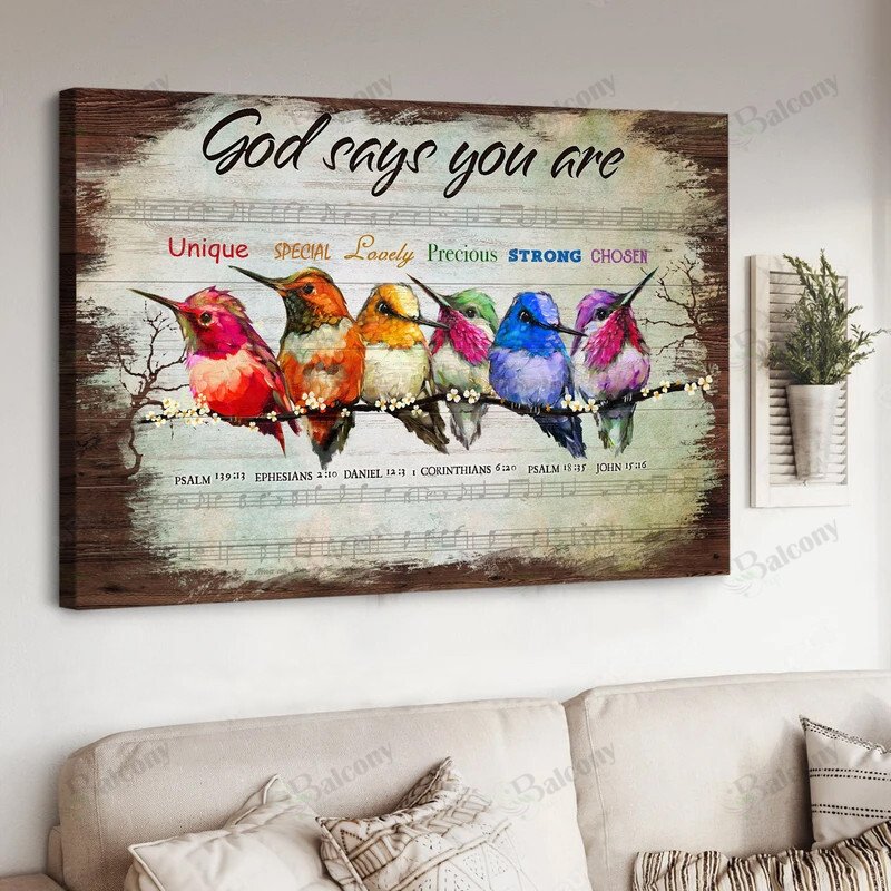 Jesus – Hummingbird Painting, Music Sheet, God Says You Are Canvas And Poster 178