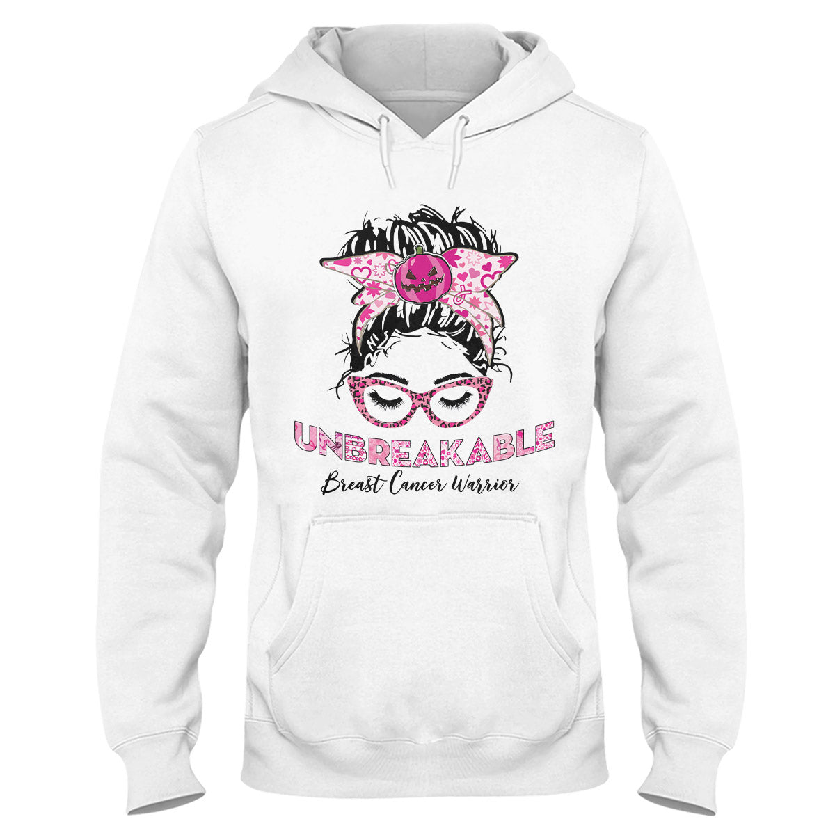 Unbreakable Breast Cancer Warrior, Pink Leopard Halloween Girl Hoodie