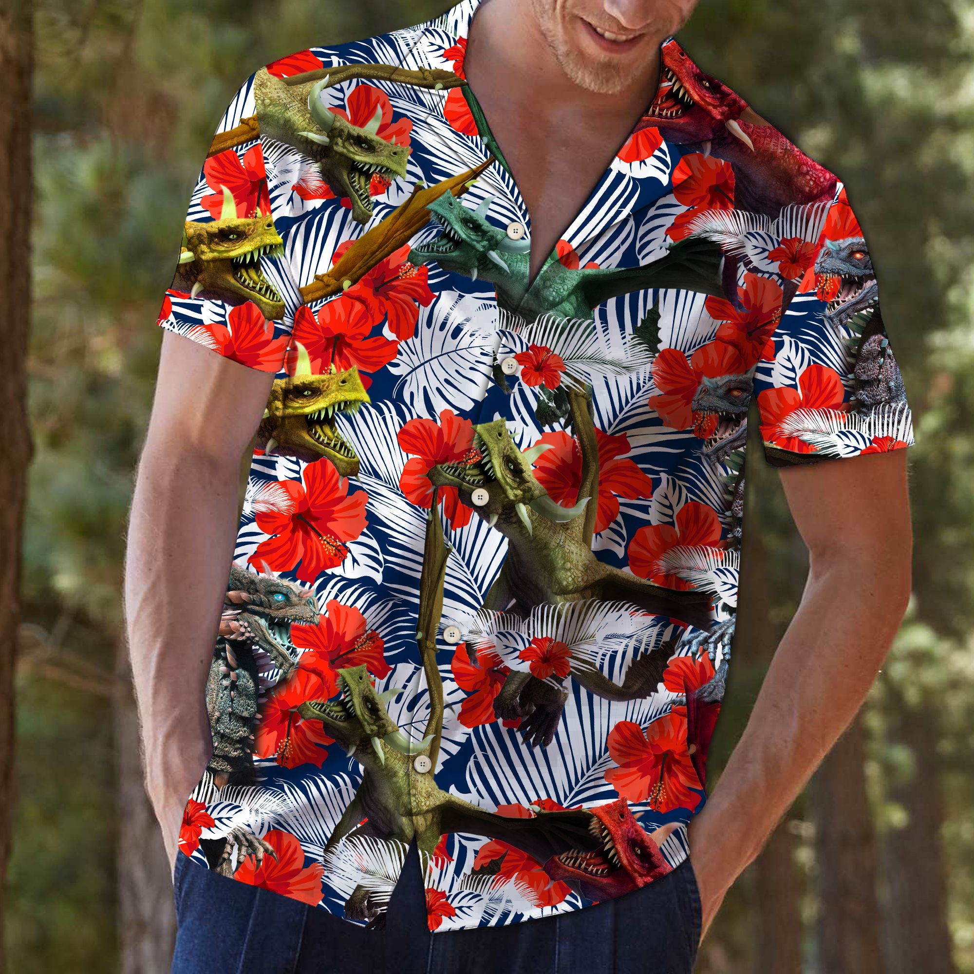 Dragon Hibiscus Flower Hawaii Shirt For Hawaii Aloha Ha88332