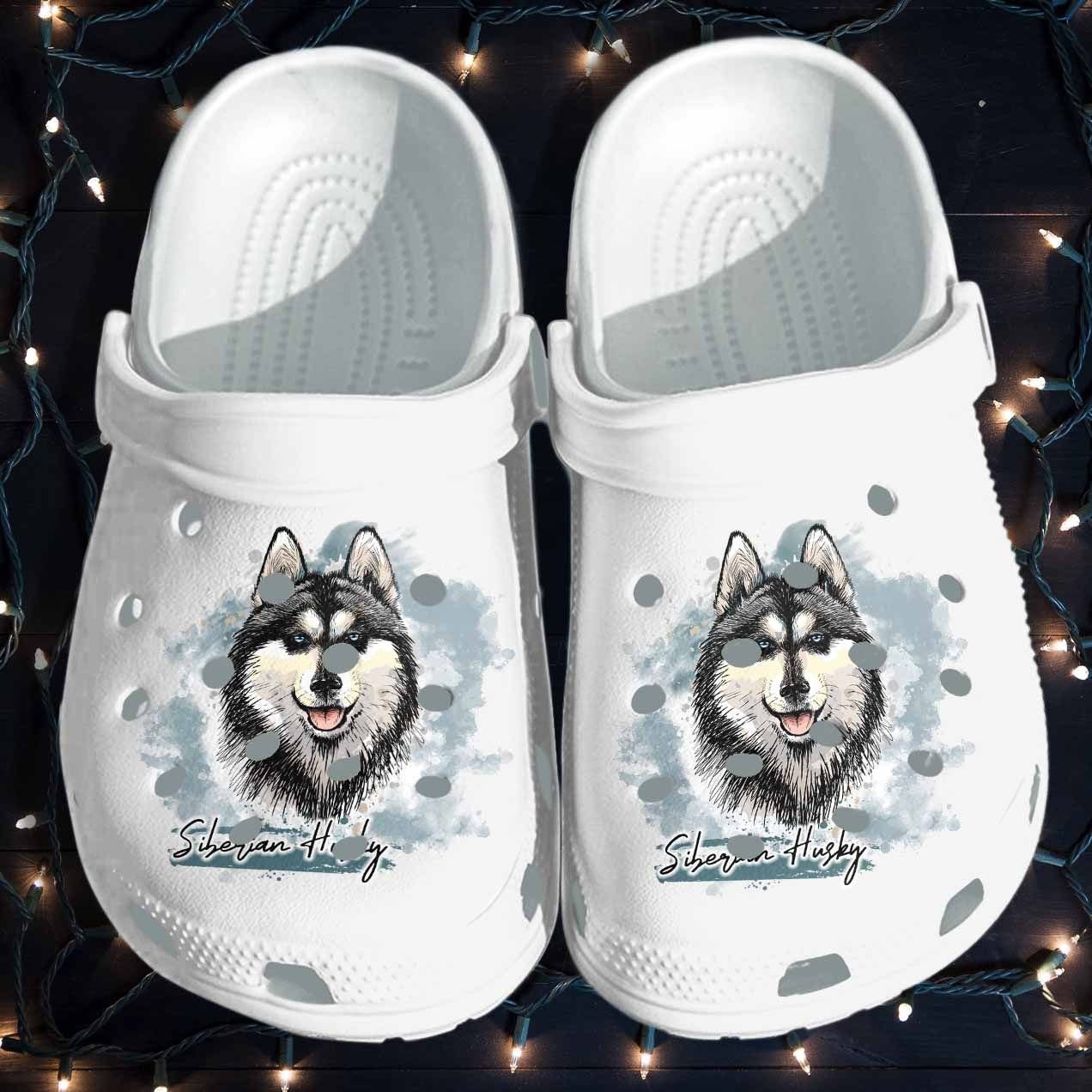 Siberian Husky Dog Winter Shoes Crocss – Husky Funny Dog Croc Shoes ...