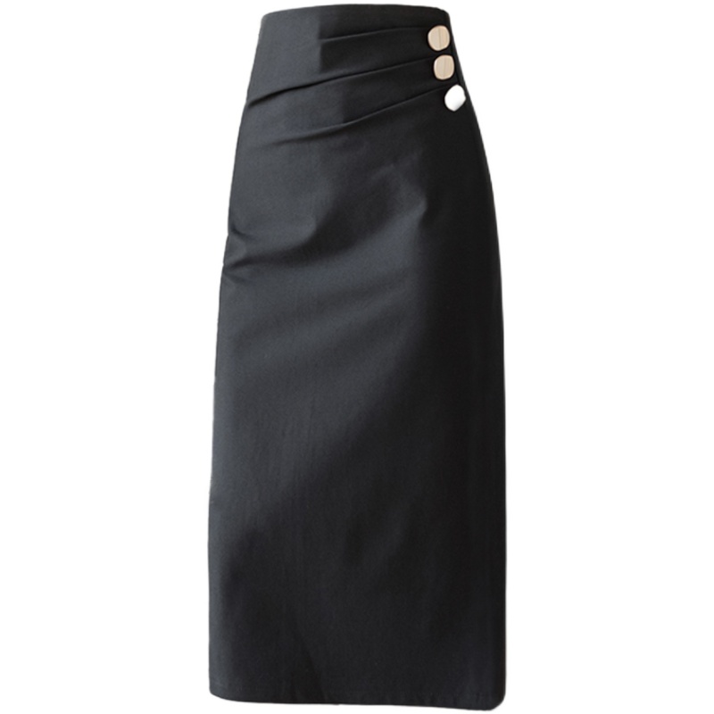 2021 New Fashion Button High Waist Pencil Skirt Women Spring Summer Formal Black Midi Skirt Lady Elegant Package Hip Skirts alx