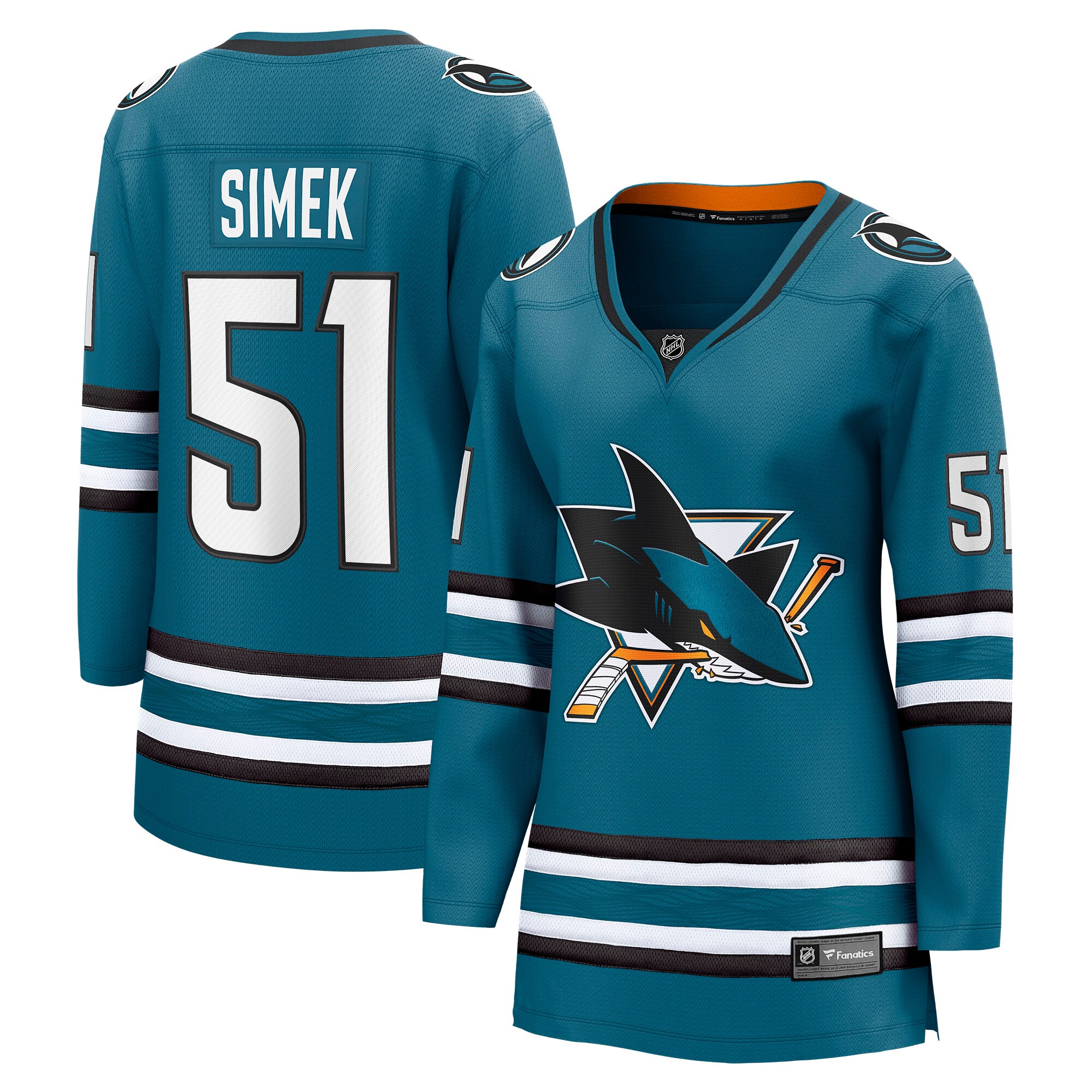 Women's San Jose Sharks Radim Simek Teal Home Team Breakaway Player Jersey