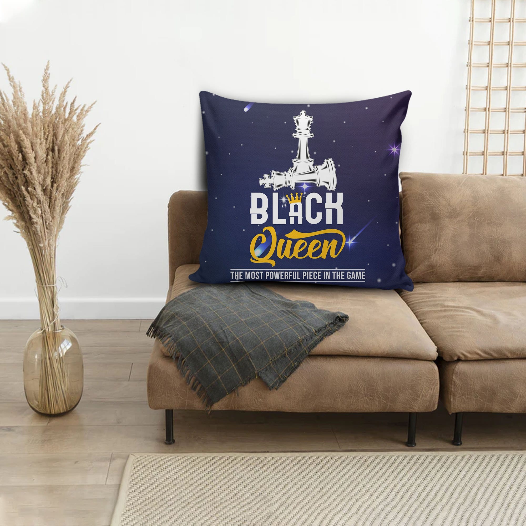 Afrocentric Throw Pillows Black Queen The Most Powerful Piece In The Game Chess Square Throw Pillow African Decor Pillows