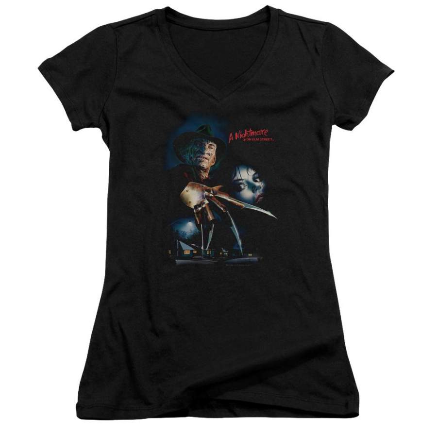 A Nightmare on Elm Street Elm Street Poster Juniors V-Neck T-Shirt