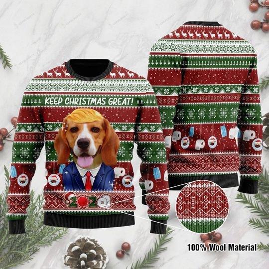 Beagle Keep Christmas Great 2020 Christmas Ugly Sweater | Unisex | Full Size | Adult | Colorful | US1133