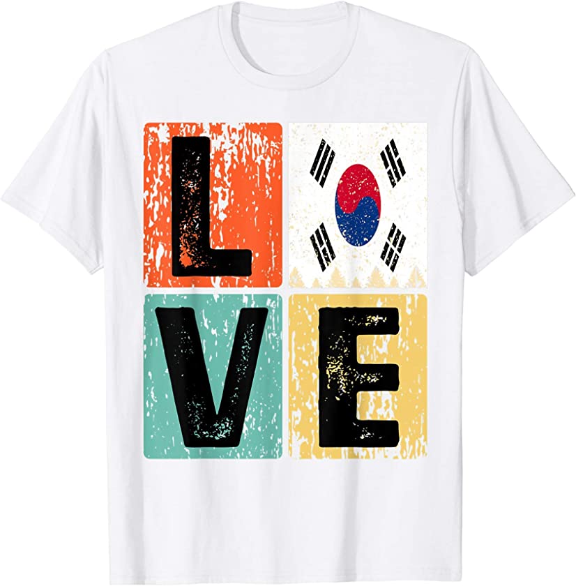 Vintage Retro I Love South Korea Flag for South Korean Pride T-Shirt