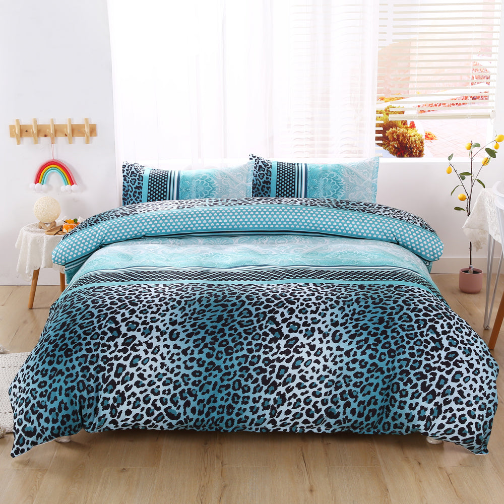 3D Blue Leopard Pattern Quilt Cover Set Bedding Set Duvet Cover Pillowcases 506