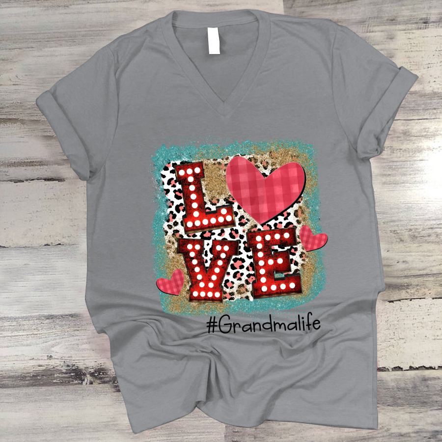 Valentine Love Shirt Grandma Heart Shirt V-Neck