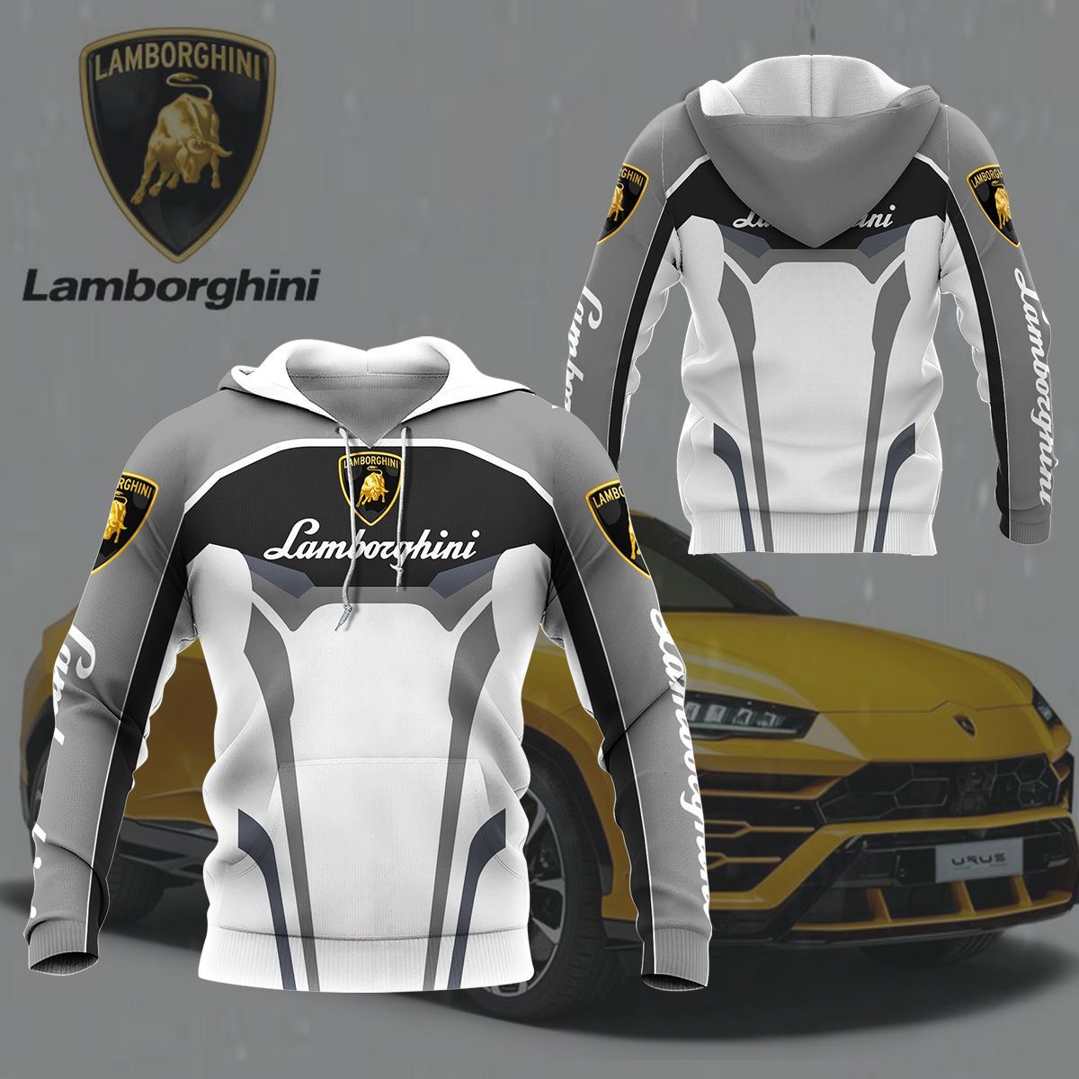 3D All Over Printed Lamborghini NTH-HL Shirts Ver 2 (Grey)