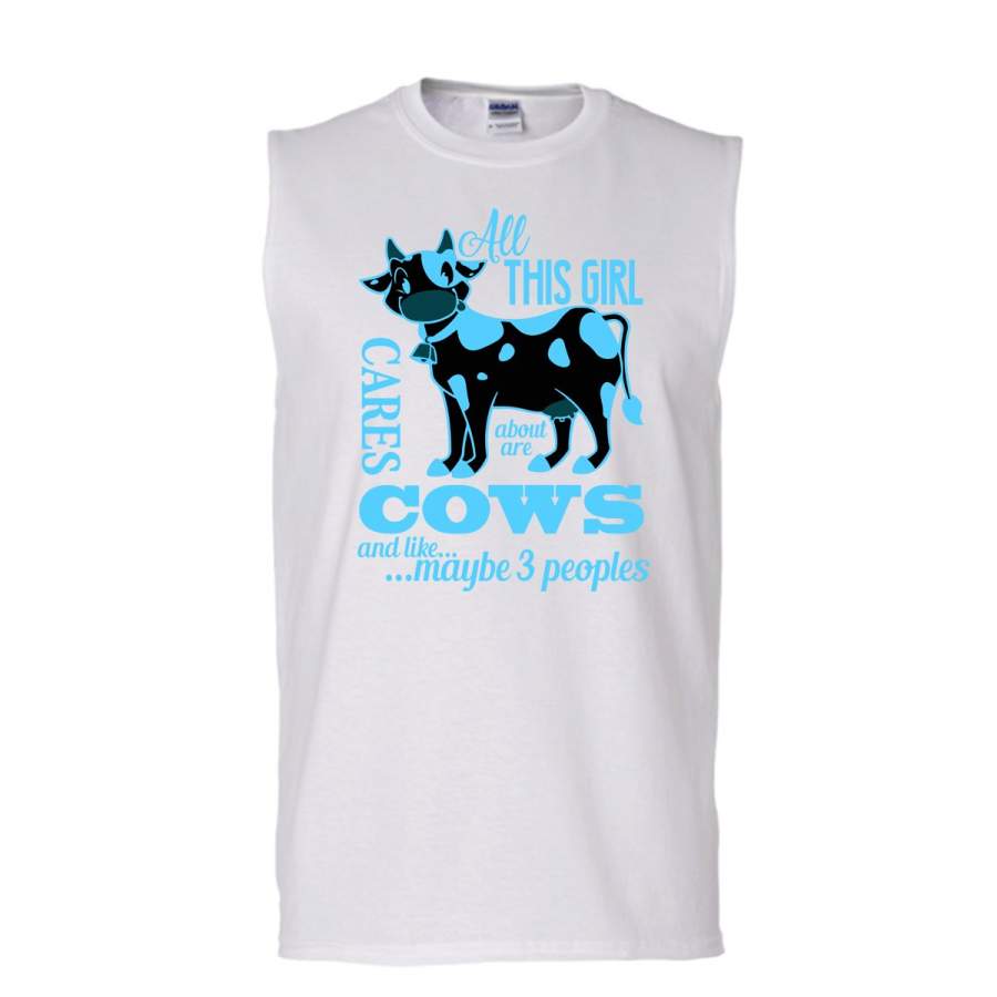 All This Girl Cares About Are Cows T Shirt, Coolest Cow Lovers T Shirt, Awesome t-shirts (Men’s Cotton Sleeveless)