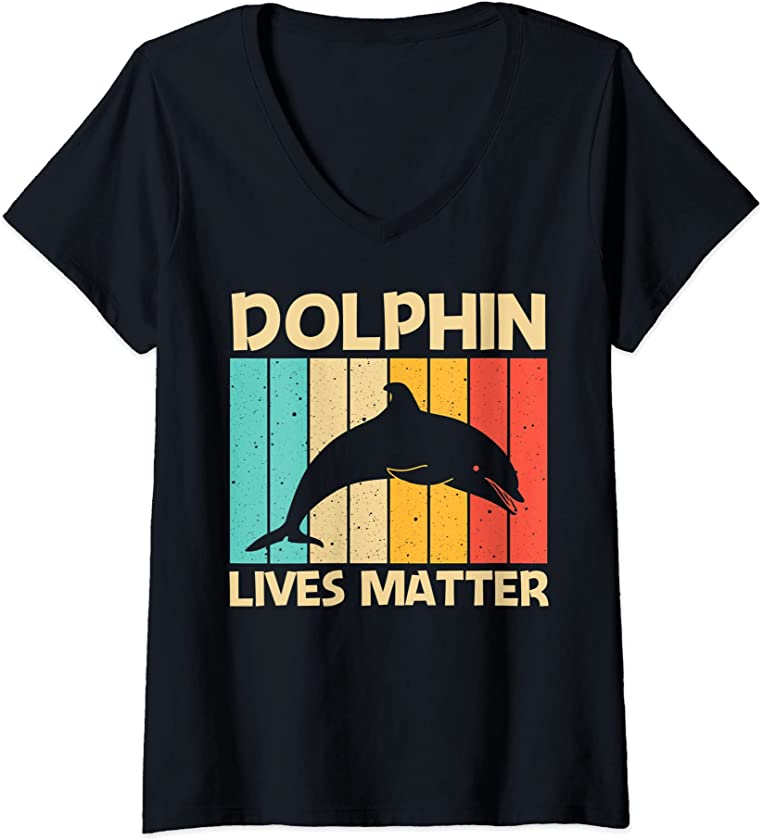 Womens Cool Dolphin For Men Women Dolphins Beluga Whale Sea Animal V-Neck T-Shirt