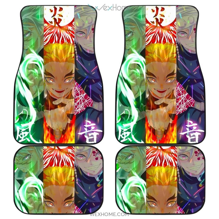 Demon Slayer Car Floor Mats Tengen Kyojuro Faces Poster Car Mats