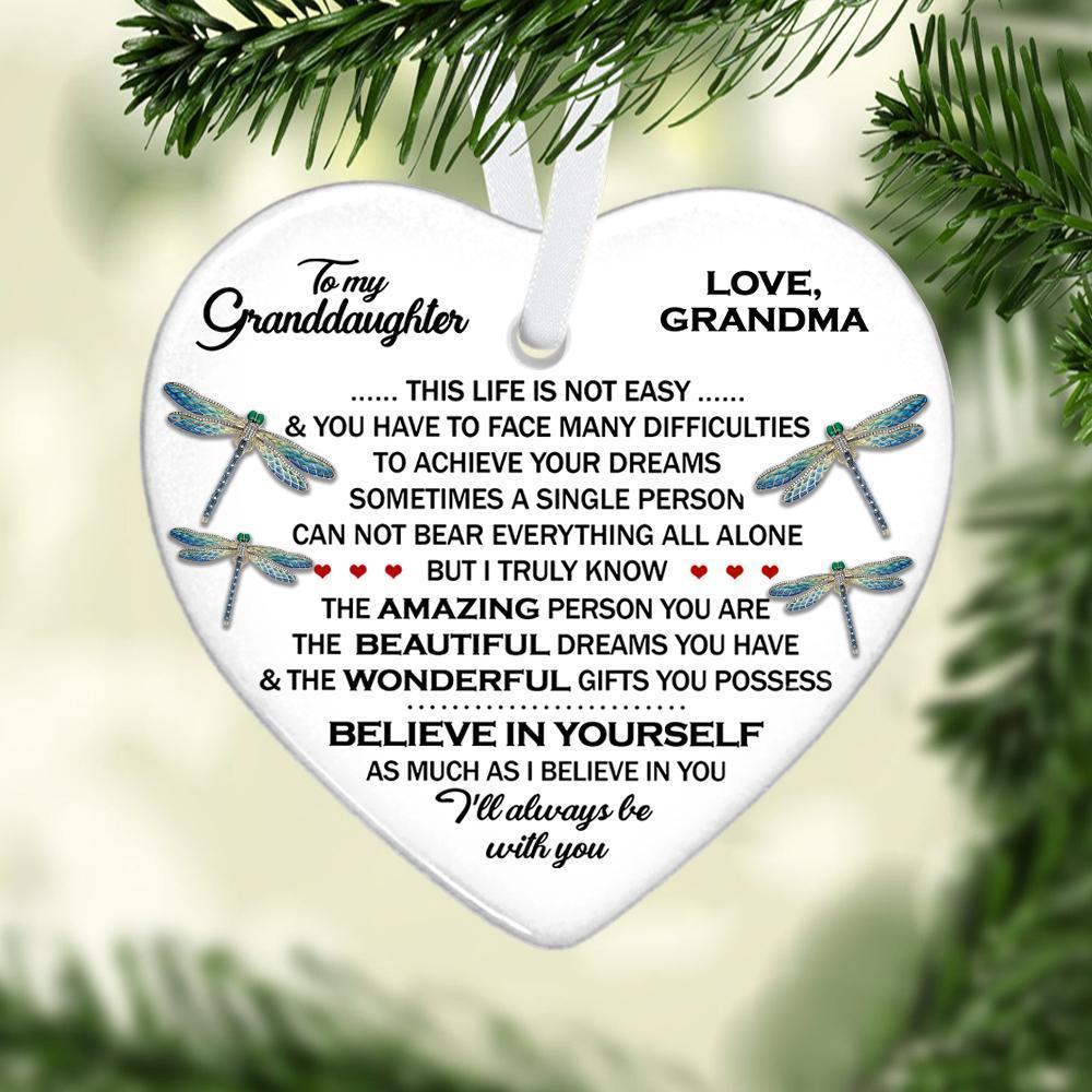 To My Granddaughter Heart Ceramic Ornament Gift For Granddaughter Christmas Ornament Christmas Gift Ideas