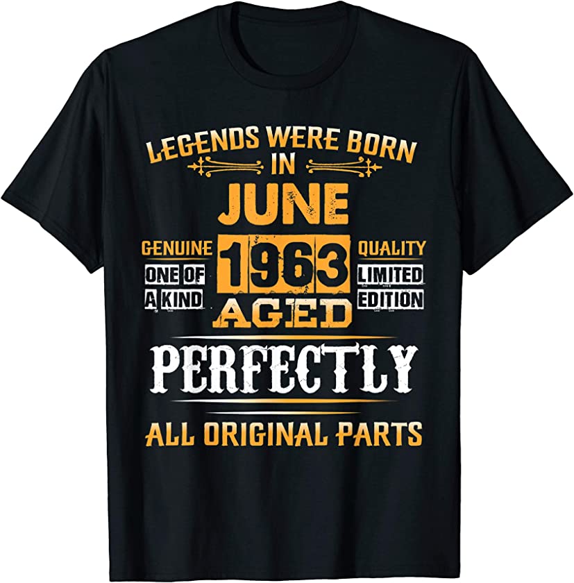 Vintage Legend Est June 1963 55th Years Old Birthday Shirt