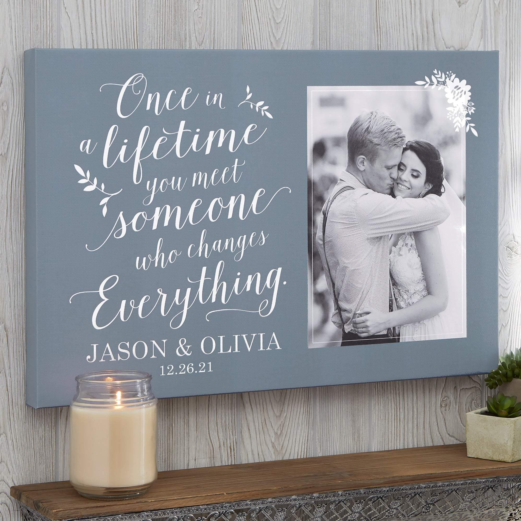 [Personalized Name, Date & Photo] Once In A Lifetime Wedding – Perfect Gift Couple, Gift For Wedding, Gift For Home Decor, Best Idea Gift – Matte Canvas, Wall Art, Canvas Prints