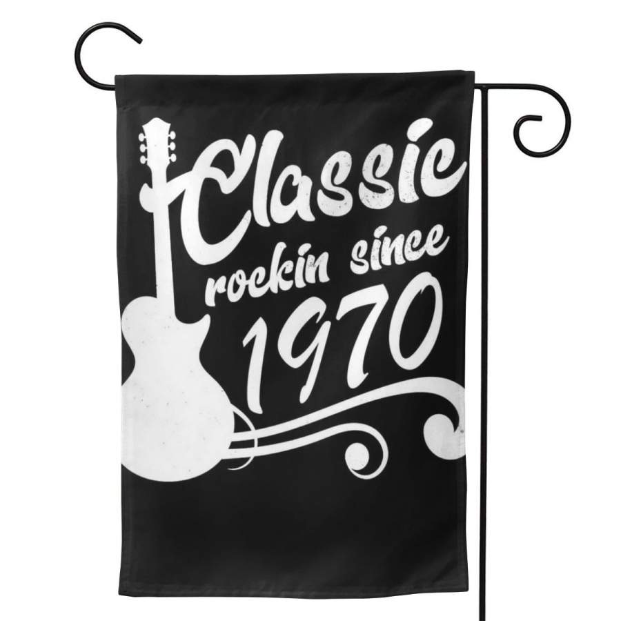 2 Pcs Garden Flag 50th Birthday Classic Rockin Since 1970 Horizontal Poster 12.5″x18″ -Mothers Day, Birthday Gifts for Mom, Dad, Wife, Husband, Daughters, Grandma, Friends