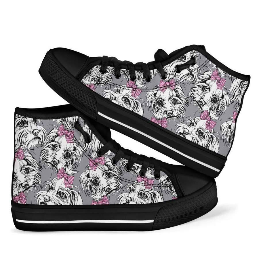 Maltese Puppy Dog Pattern Print Men Women’s High Top Shoes